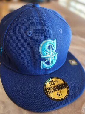 New Era 59Fifty Men/Women Hat Seattle Mariners Navy Blue Low Profile Cap 6 7/8